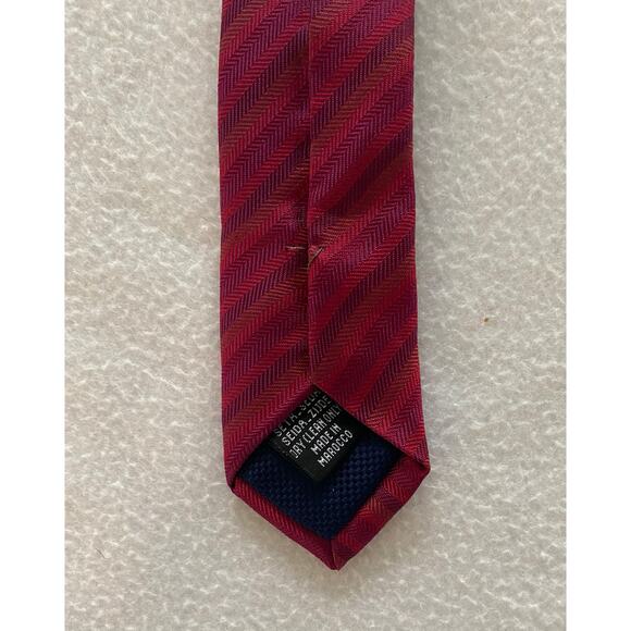 Thomas Pink Tie Vivid Red Striped Luxury Necktie Silk Woven Thick - Picture 4 of 4